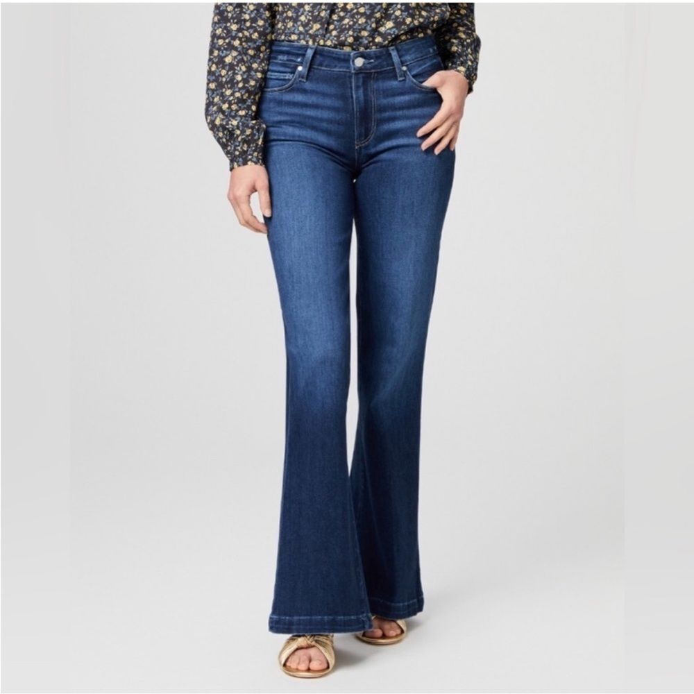 PAIGE Dark Indigo Blue Flare Jeans